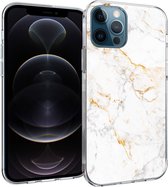 iMoshion Hoesje Geschikt voor iPhone 12 / 12 Pro Hoesje Siliconen - iMoshion Design hoesje - Wit / White Marble