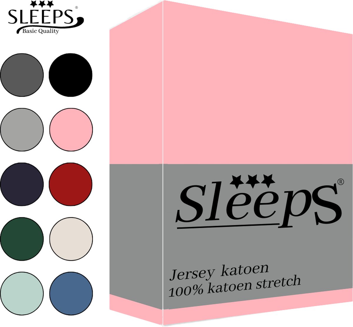 Sleeps Jersey Hoeslaken - Roze Lits-Jumeaux 180x200/220 cm - 100% Katoen - Hoge Hoek - Heerlijk Zacht Gebreid - - Strijkvrij - Rondom elastiek - Stretch -