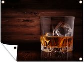 Tuinschilderij Whiskey - Alcohol - Glas - 80x60 cm - Tuinposter - Tuindoek - Buitenposter