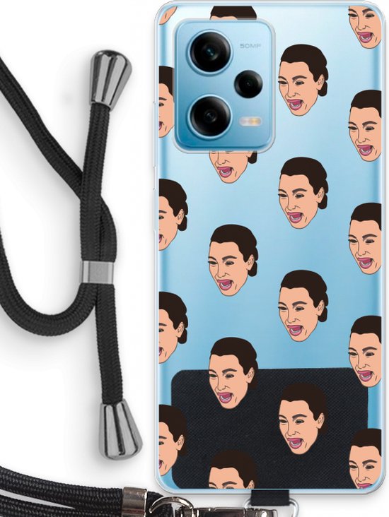 Case Company® - Hoesje met koord geschikt voor Xiaomi Redmi Note 12 Pro 5G hoesje met Koord - Ugly Cry Call - Telefoonhoesje met Zwart Koord - Bescherming aan alle Kanten en Over de Schermrand