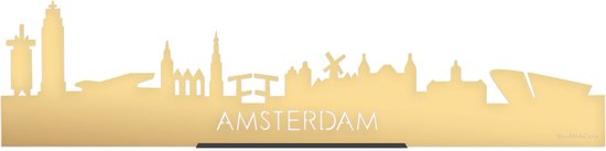 Standing Skyline Amsterdam Goud Metallic - 40 cm - Woon decoratie om neer te zetten en om op te hangen - Meer steden beschikbaar - Cadeau voor hem - Cadeau voor haar - Jubileum - Verjaardag - Housewarming - Aandenken aan stad - WoodWideCities