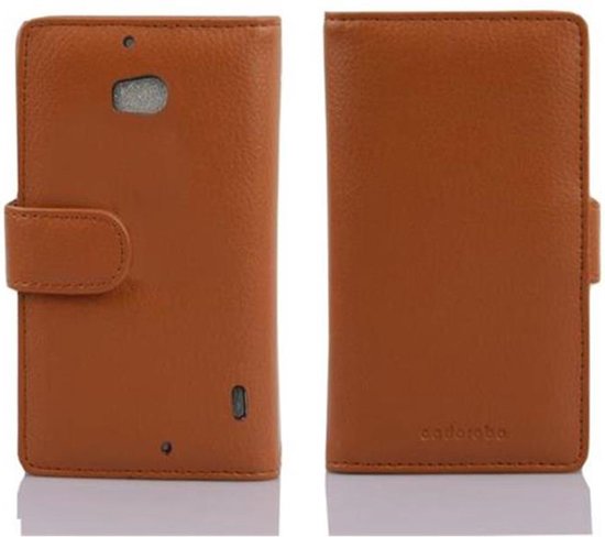 Étui Cadorabo pour Nokia Lumia 929 / 930 en MARRON COGNAC - Étui de protection avec fermeture magnétique et 3 emplacements pour cartes Book Case Cover Etui
