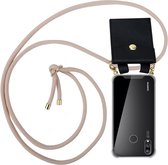 Cadorabo Hoesje geschikt voor Huawei P20 LITE 2018 / NOVA 3E in PEARLY ROSE GOUD - Silicone Mobiele telefoon ketting beschermhoes met gouden ringen, koordriem en afneembare etui
