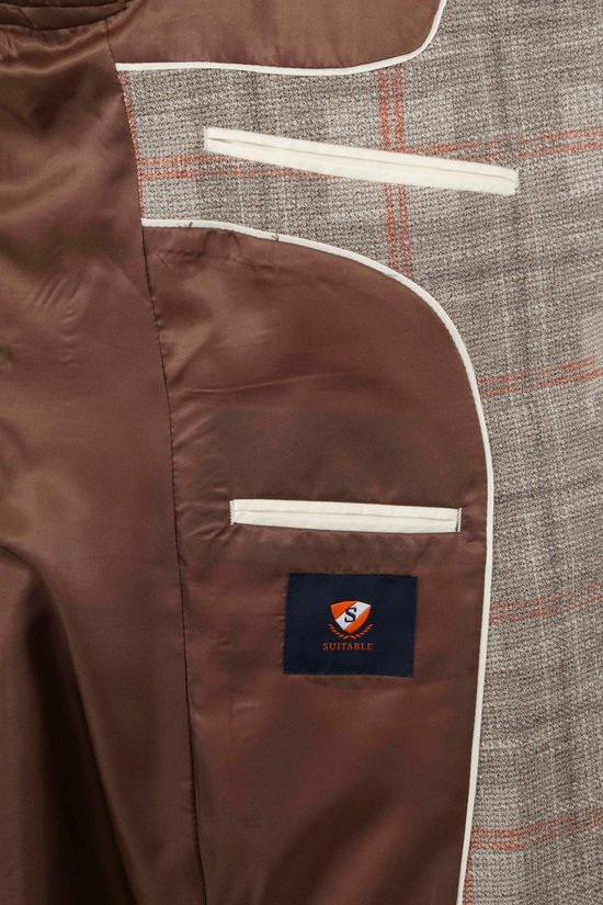 Convient - Maillot Respect Colbert Fame Check Flex Marron - Taille 50 - Coupe slim