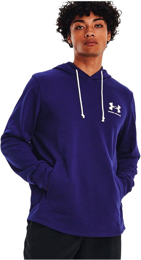 UNDER ARMOUR Rival Terry Capuchon Heren - Sonar Blue / Onyx White - L