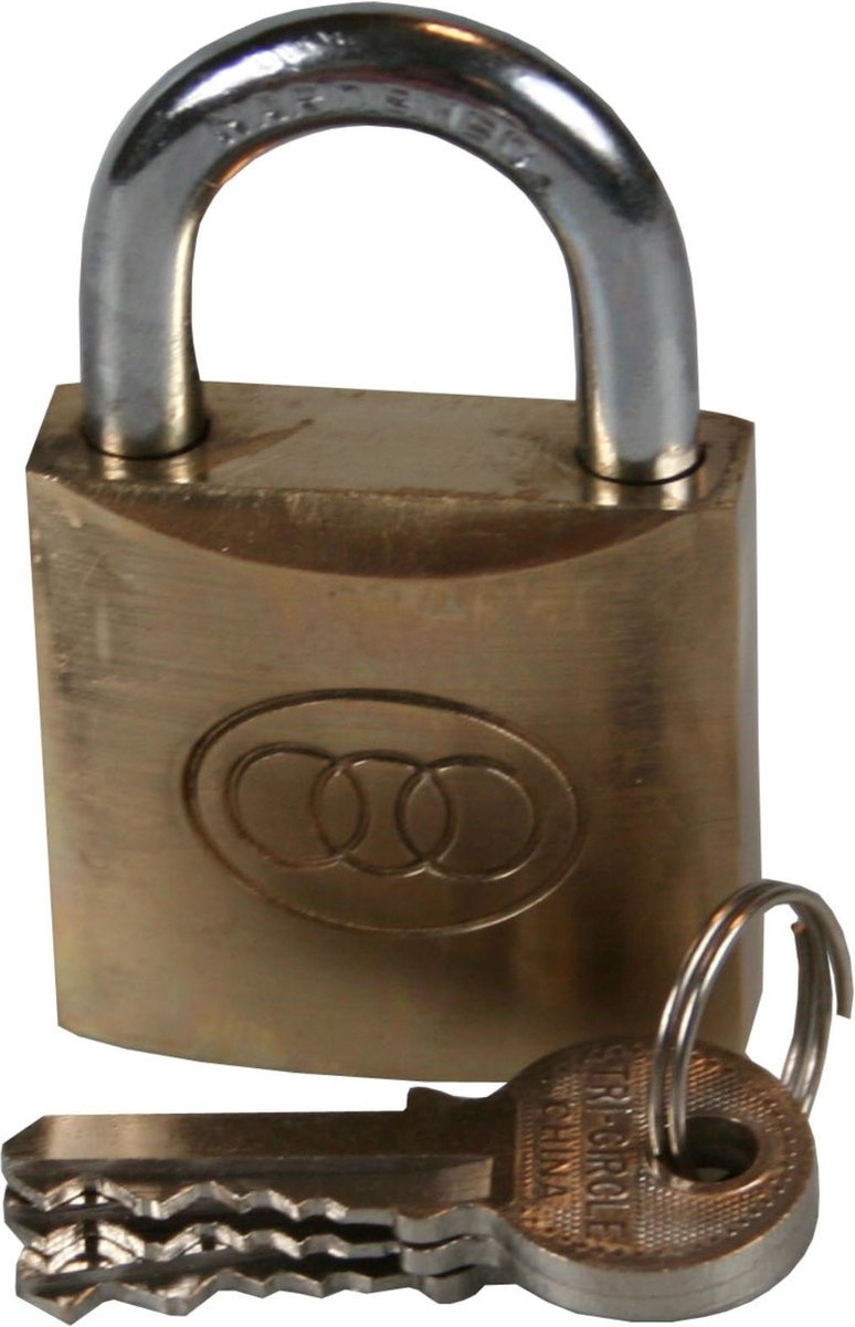 Tri-Circle Massief koperen hangslot - 50 mm - Inclusief 3 sleutels - Duurzaam en betrouwbaar