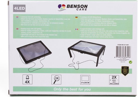 Bellson Loupe Leesloupe A4 - 4X LED - Zwart - 3x Vergroting van Bellson — afbeelding 4