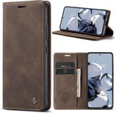 CaseMe - Telefoonhoesje geschikt voor Xiaomi 12T Pro - Wallet Book Case - Met Magnetische Sluiting - Bruin