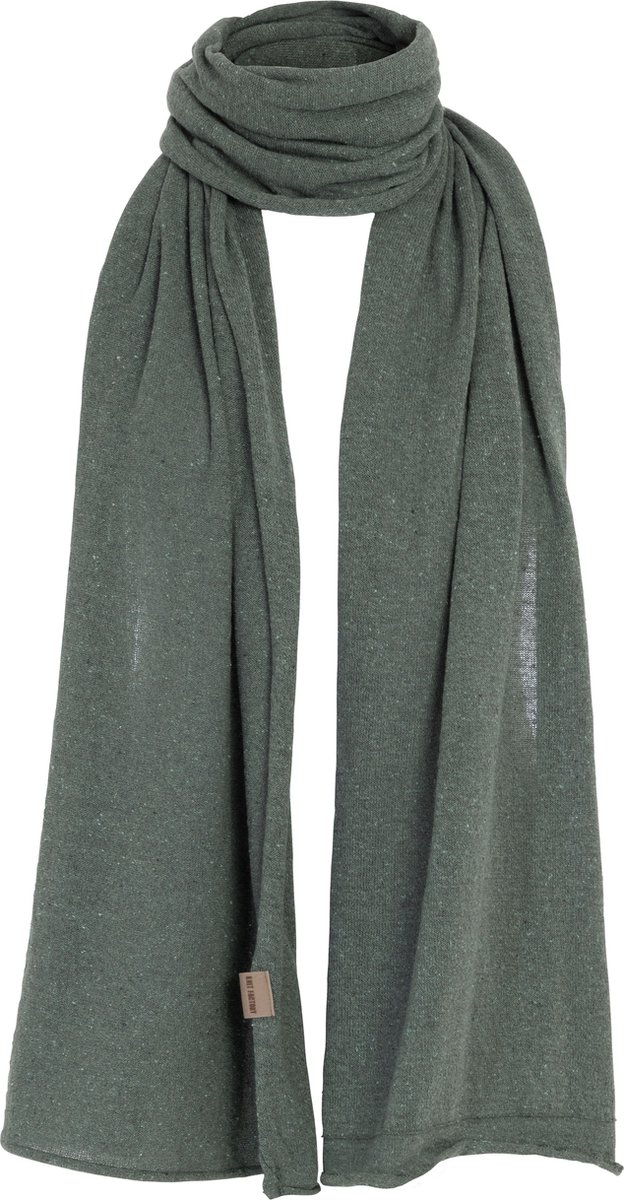Knit Factory Iris Sjaal Dames - Katoenen sjaal - Langwerpige sjaal - Groene zomersjaal - Dames sjaal - Laurel - 200x50 cm - Duurzaam & Milieuvriendelijk - 92% gerecycled katoen