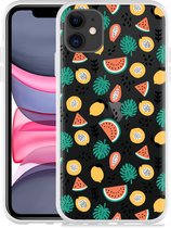 Geschikt voor Apple iPhone 11 Hoesje Tropical Fruit - Designed by Cazy