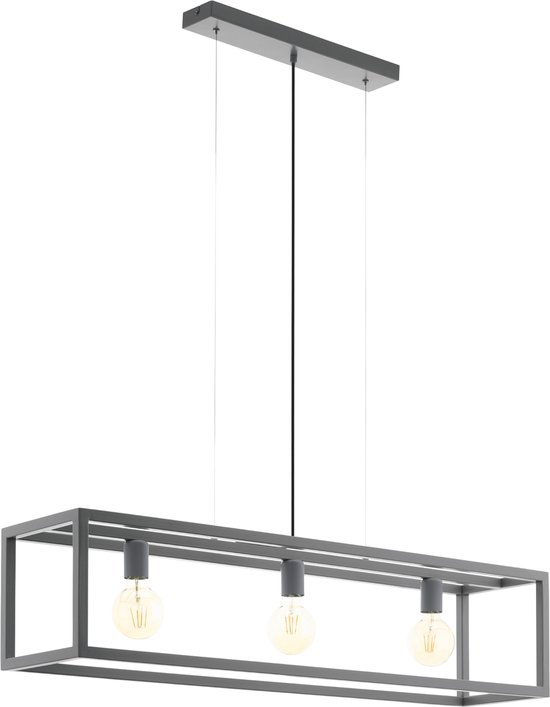 EGLO Elswick - hanglamp - 3-lichts - E27 - grijs