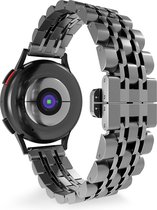 Strap-it Smartwatch bandje 20mm - Luxe duo stalen schakel horlogeband geschikt voor Huawei Watch GT 2 42mm / GT 3 42mm / GT 3 Pro 43mm - Amazfit Bip / GTS / GTS 2 / GTS 3 / GTS 4 / GTR 42mm - zilver