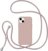 Hoesje Geschikt voor iPhone 14 Plus Hoesje met KoordLicht Roze - soft Siliconen Back Cover