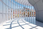 Fotobehang - Vlies Behang - Industriële 3D Ruimte met Rode Ballen - Modern - Geometrisch - 312 x 219 cm