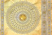 Fotobehang - Vlies Behang - Gouden Mandala op een Achtergrond van Goud - Kunst - 208 x 146 cm