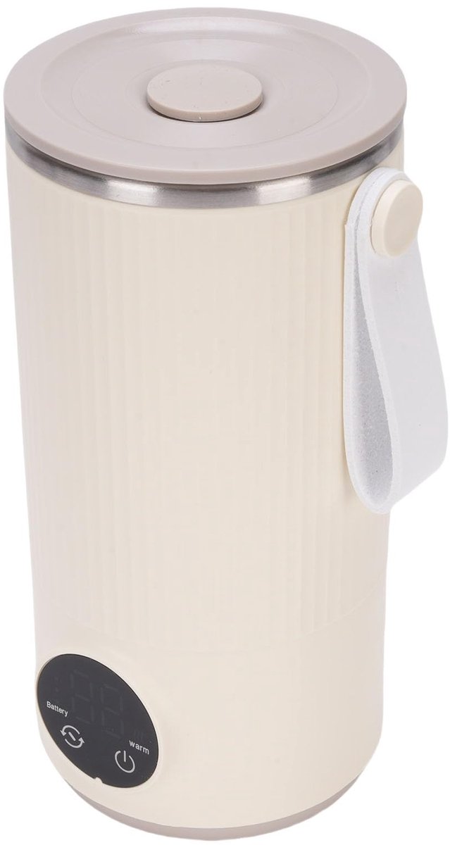 Elektrische flessenwarmer en mixer, draagbare flessenwarmer met 6 snelheden, gelijkmatig verwarmende koffieschuimer, nauwkeurige temperatuurregeling voor buitenreizen