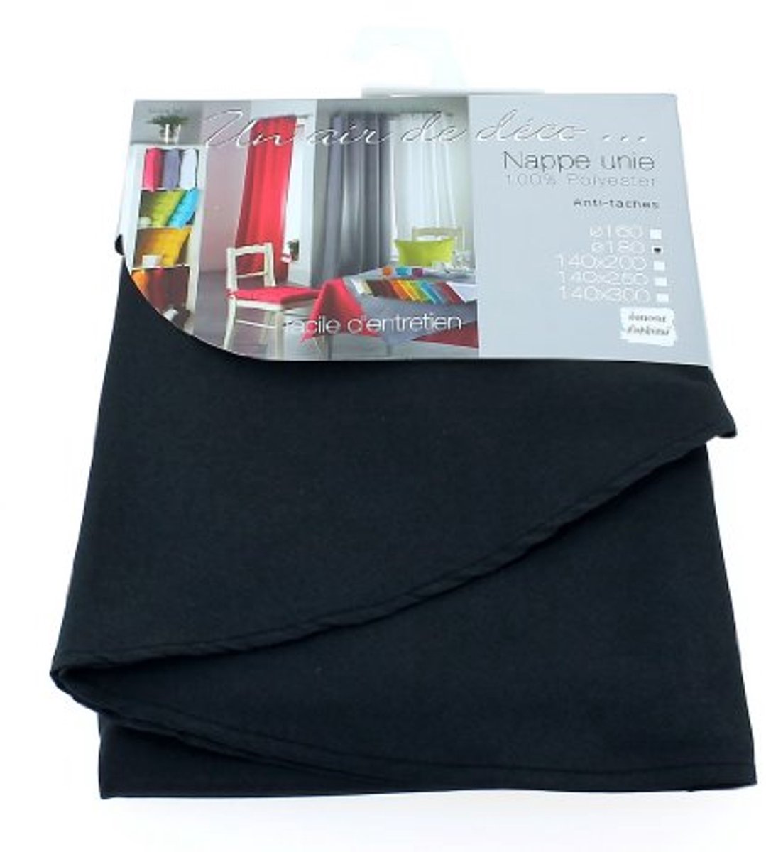Ronde Taf cloth van 180 cm - Effen Polyester in Zwart