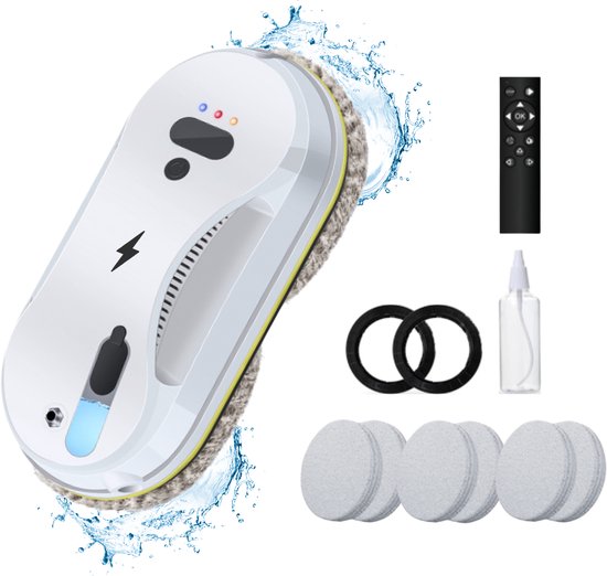 Robot nettoyeur de vitres Stoffy – Nettoyeur de vitres automatique avec brouillard d’eau – Pour fenêtres, miroirs et portes vitrées – Avec corde de sécurité