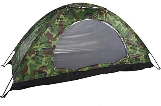 Tent, camouflage, 1-persoons, waterdicht, voor buiten, camouflage, uv-bescherming voor camping (kleur: groen)