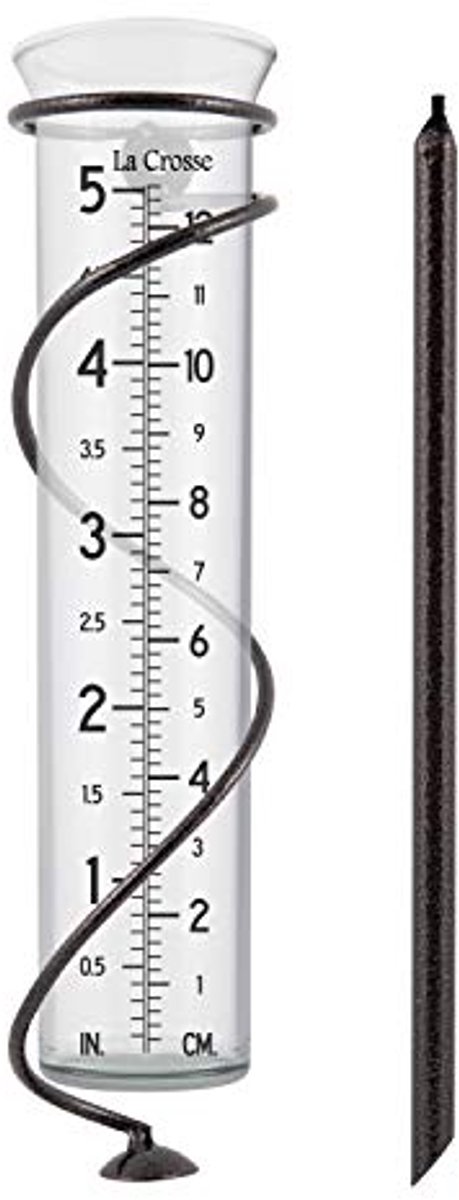 Glazen Spiraalvormige Regenmeter - 5 inch Capaciteit - Handgemaakt