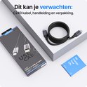 Voomy USB-C kabel 240W in verpakking met handleiding. De kabel is 1 meter lang en gevlochten.