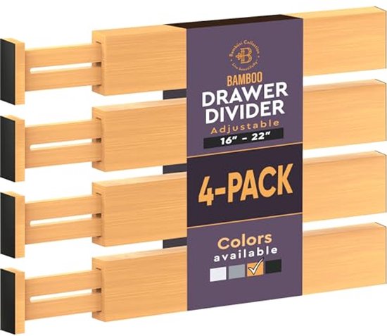 Ersozrin 4 stuks ladeverdelers, verstelbare ladeverdelers, lade-organizer voor keuken, kantoor, kunststof, wit