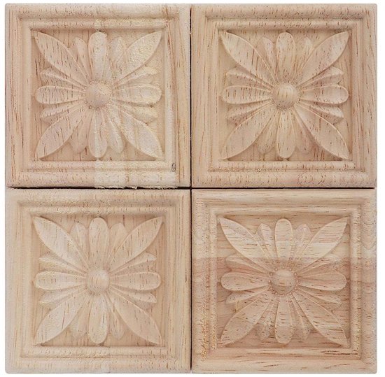 Premium Houtsnijwerk Decal Set Van 4 Stuks Decoratieve Geruite 