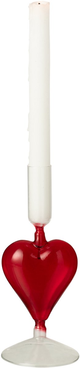 J-Line kaarshouder Hart - glas - transparant/rood Transparant - Rood