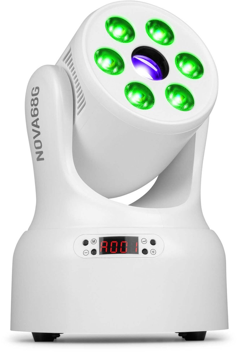 BeamZ NOVA68G-WH wash moving head met gobo’s - Met 6x 8W LED’s + 30W centrale LED - RGBW - Wit