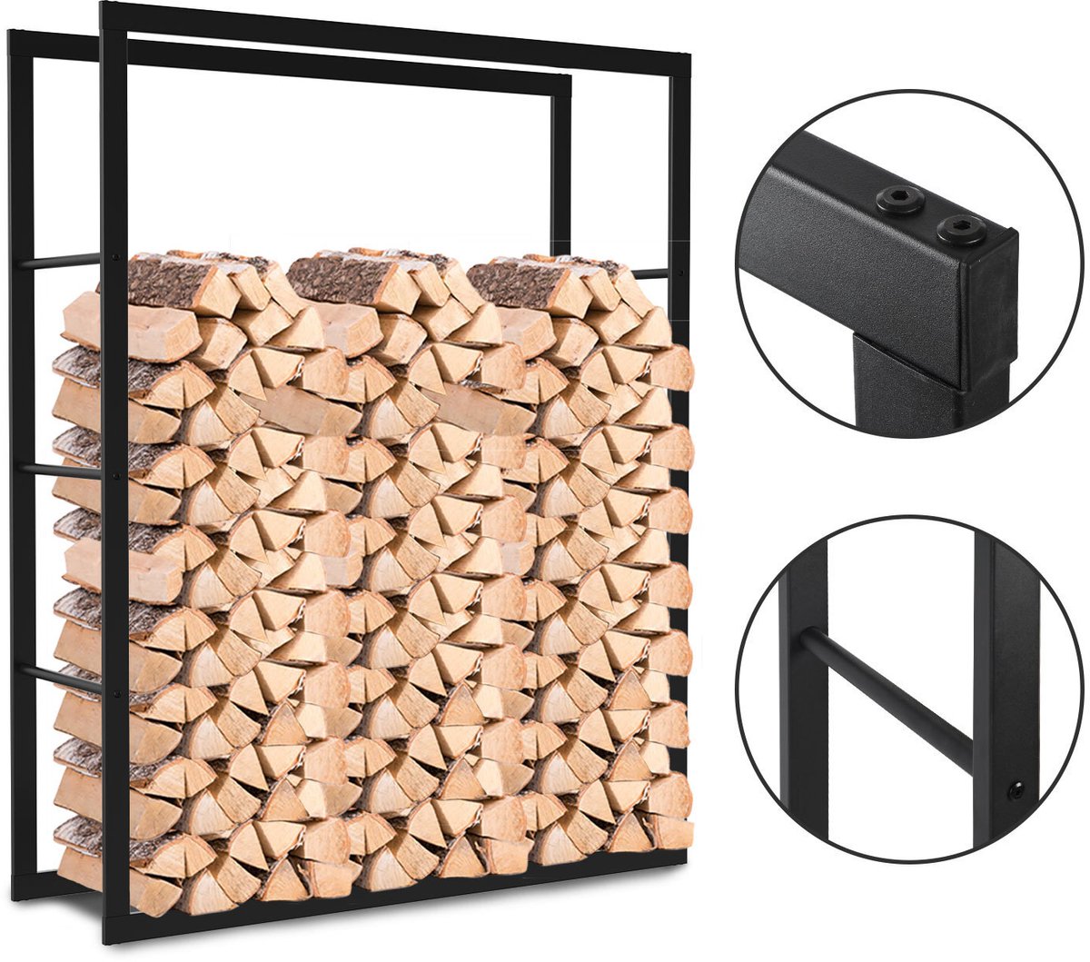Houtbrander binnen/buiten 80 x 25 x 100 cm zwart metaal Houtbrander Easy Installation