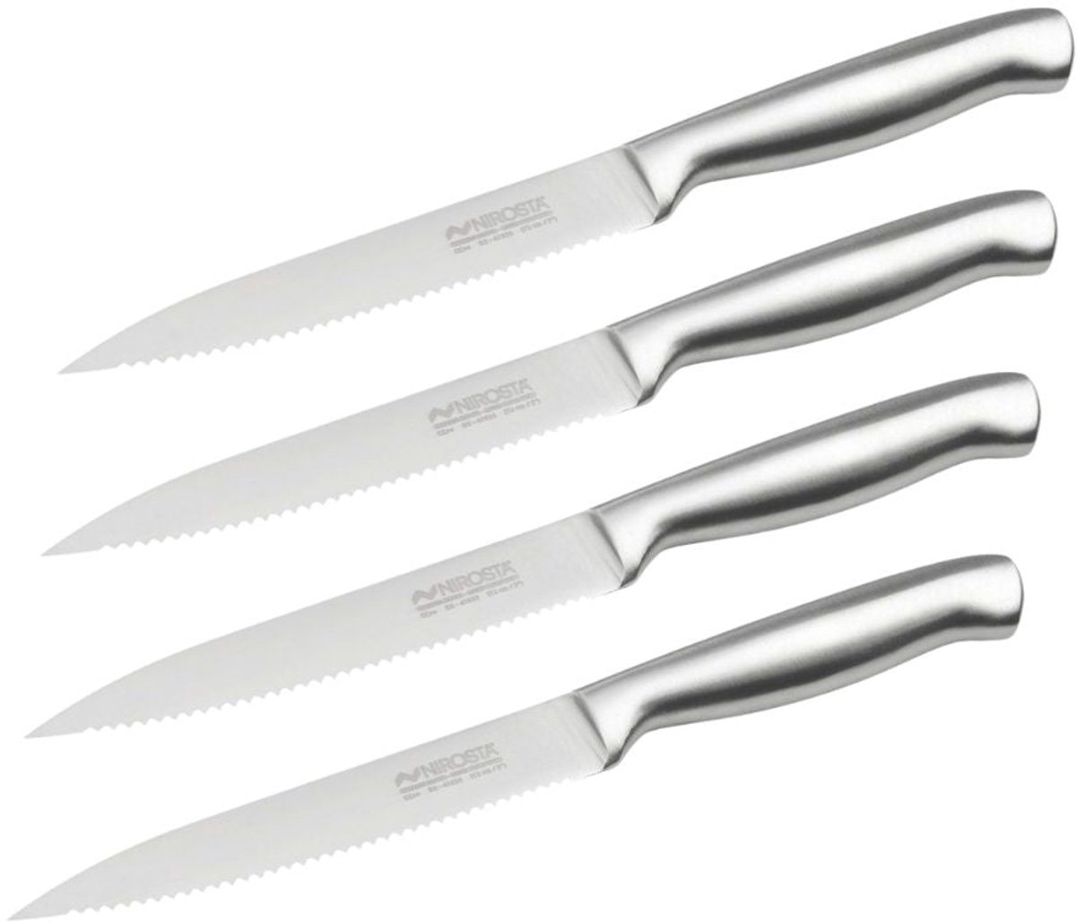 Set van 4 professionele keukenmessen 24 cm gekarteld lemmet Nirosta Star