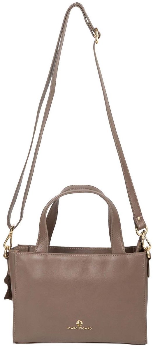 Marc Picard Leren schoudertas handtas Umbria Tote Bag Taupe