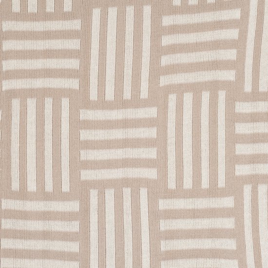 Sierkussen Dash Knit Factory - kussen carré - Coussin de salon - kussen de canapé - kussen Décoration - Moderne - Écru/Lin - 50 x 50 cm - Super doux - Carreaux/Rayures - Housse de coussin avec rembourrage