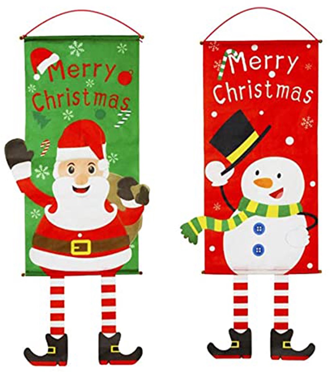 KerstBanner-SantaSnowman-2Stuks