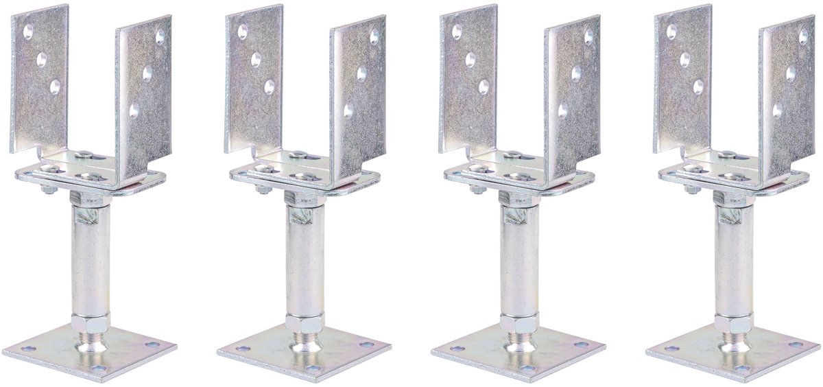 Alberts 4 x U-paaldrager, Breite 71 - 161 mm, Bodenabstand 150 - 190 mm, elektrolytisch verzinkt, dickschichtpassiviert, voor opschroeven