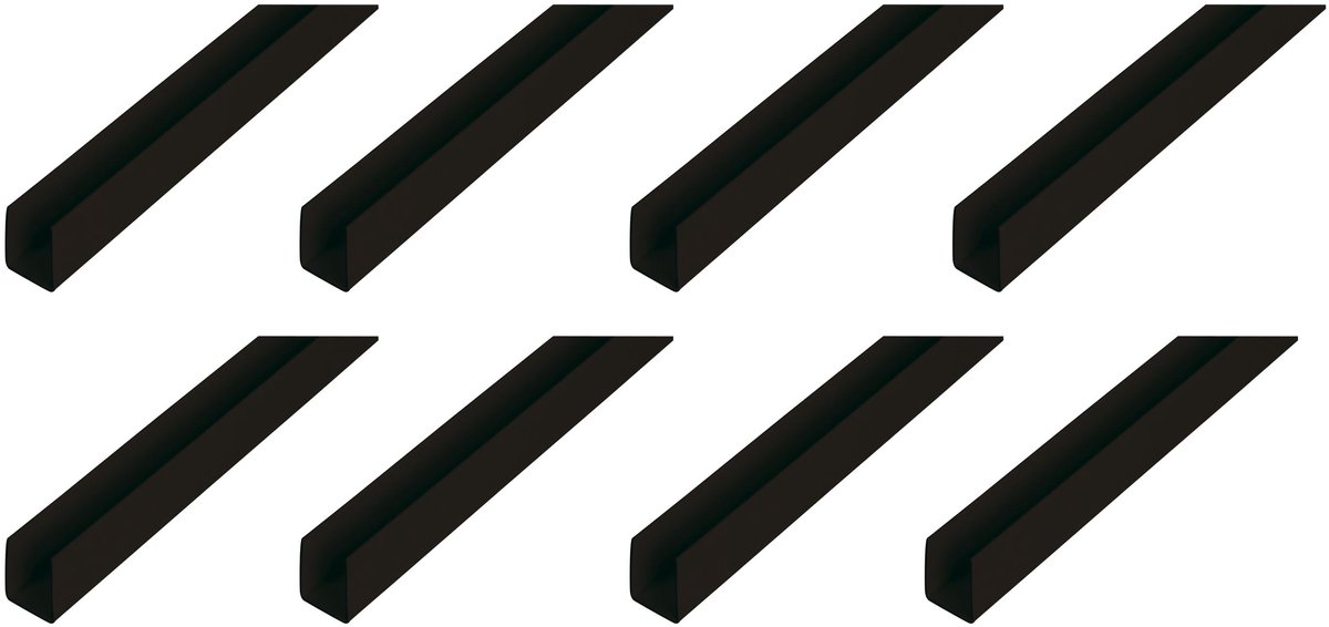 Alberts 8 x U-Profil, Aluminium, schwarz, 10 x 18 x 10 x 1 mm, lengte 1 m