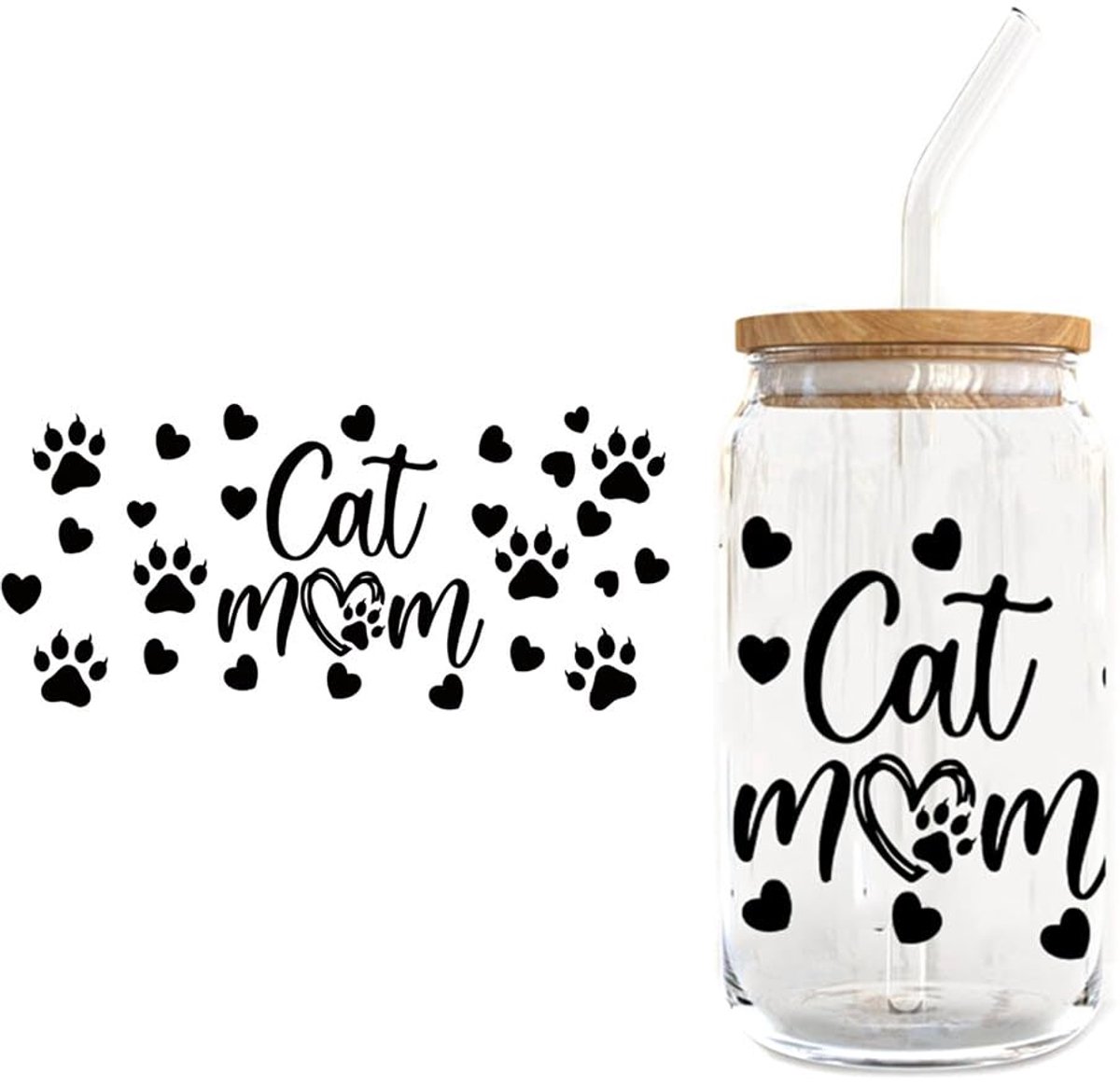 Dierlijke Transfer Stickers - Watervast Voor 400ml Glazen Bekers - Creatieve Decoratie