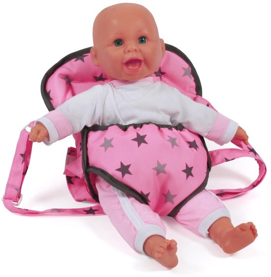 Bayer Chic poppendraagzak roze/grijs ster draagzak voor pop