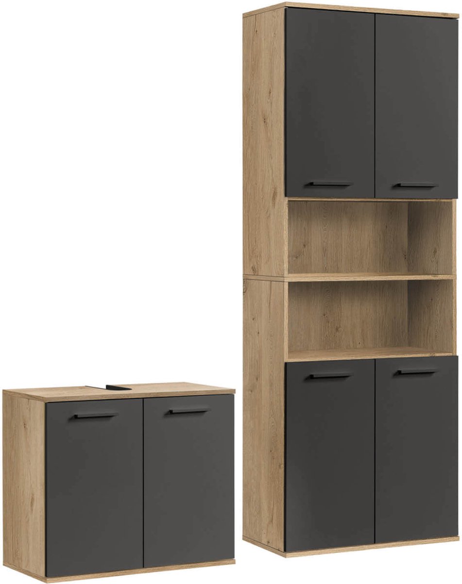 mokebo Badkamermeubelset 2-delig 'Der Steuermann' Meubels voor de badkamer van hout in Viking Eik