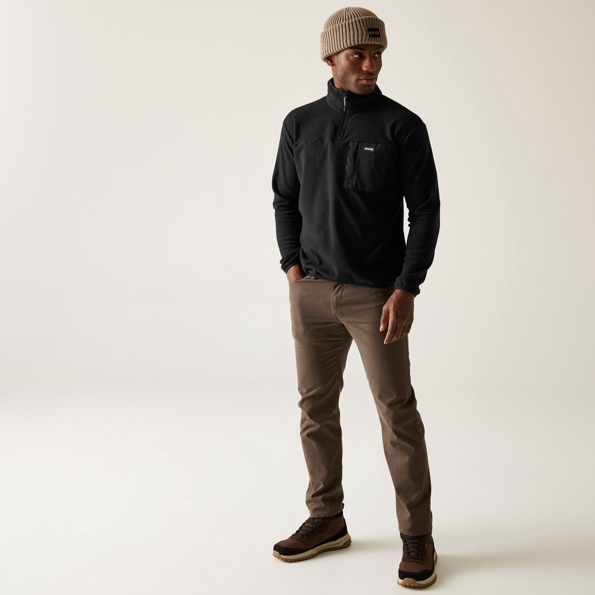 De Frankie wandelfleece met halve rits voor heren Zwart