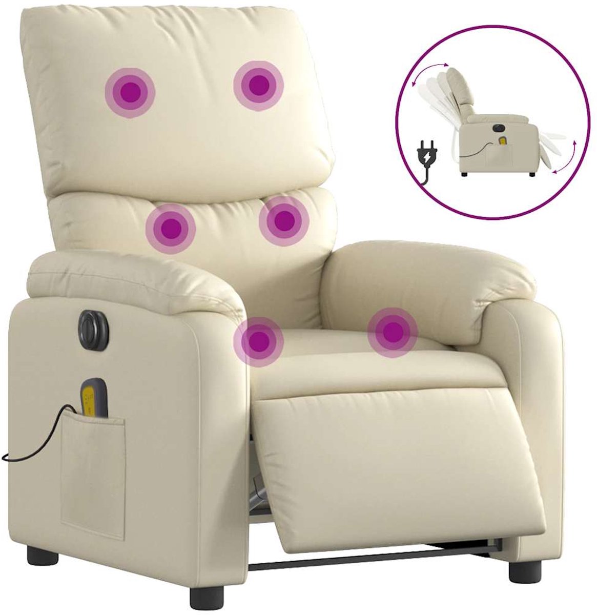vidaXL Massagestoel - verstelbaar - elektrisch - kunstleer - crèmekleurig