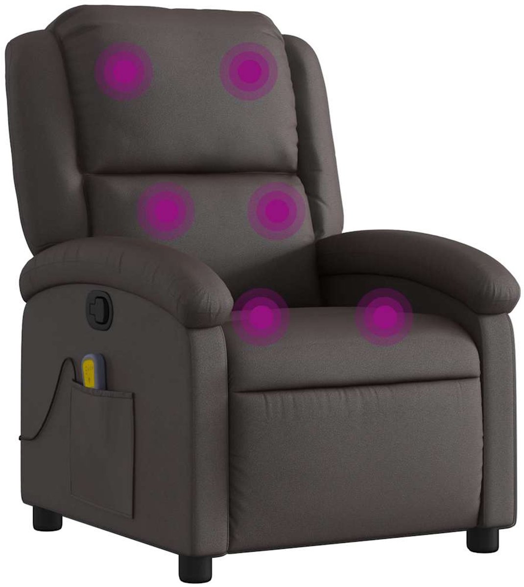 vidaXL Massagestoel - verstelbaar - echt - leer - donkerbruin