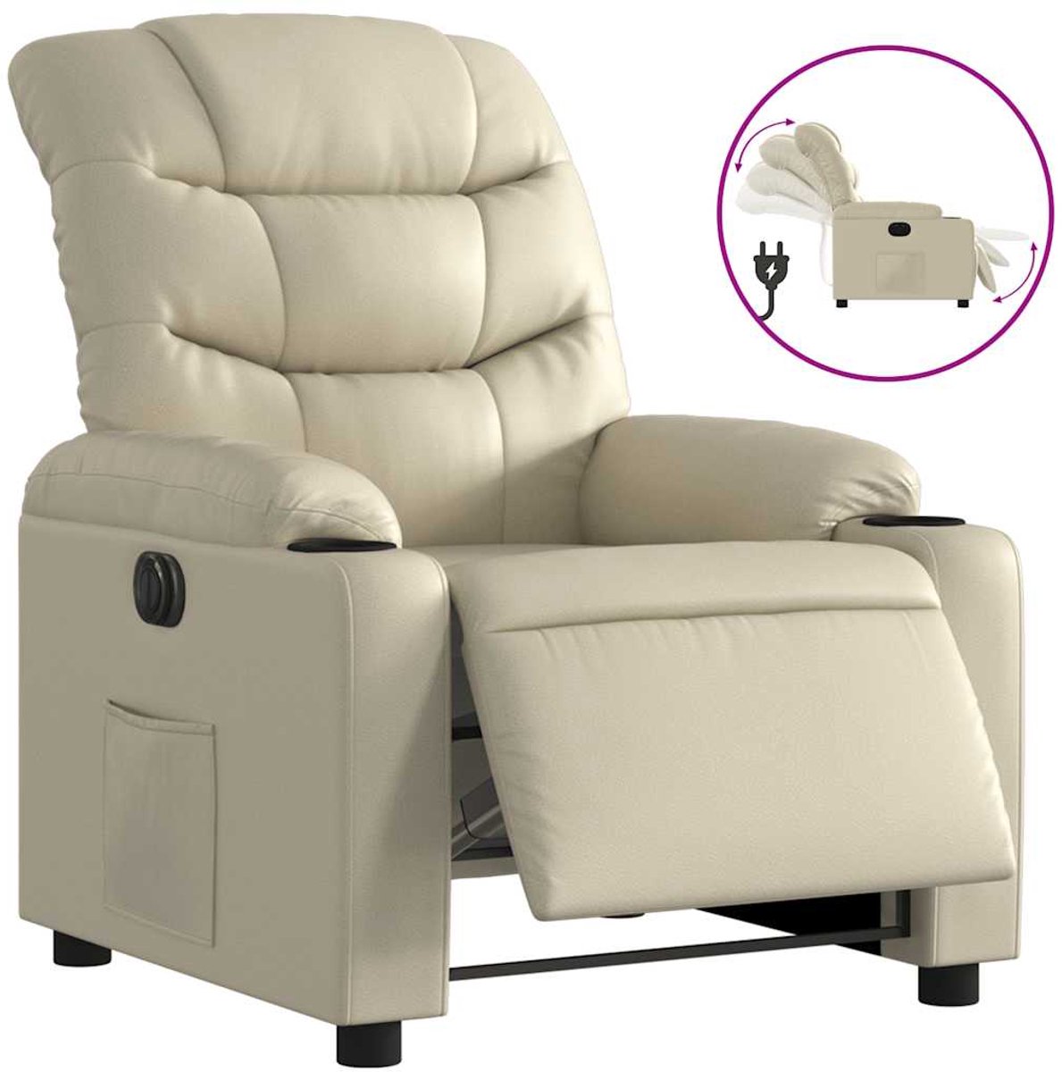 vidaXL Fauteuil - elektrisch - verstelbaar - kunstleer - crèmekleurig