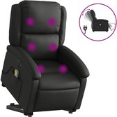 vidaXL - Sta-op-massagestoel - elektrisch - echt - leer - zwart