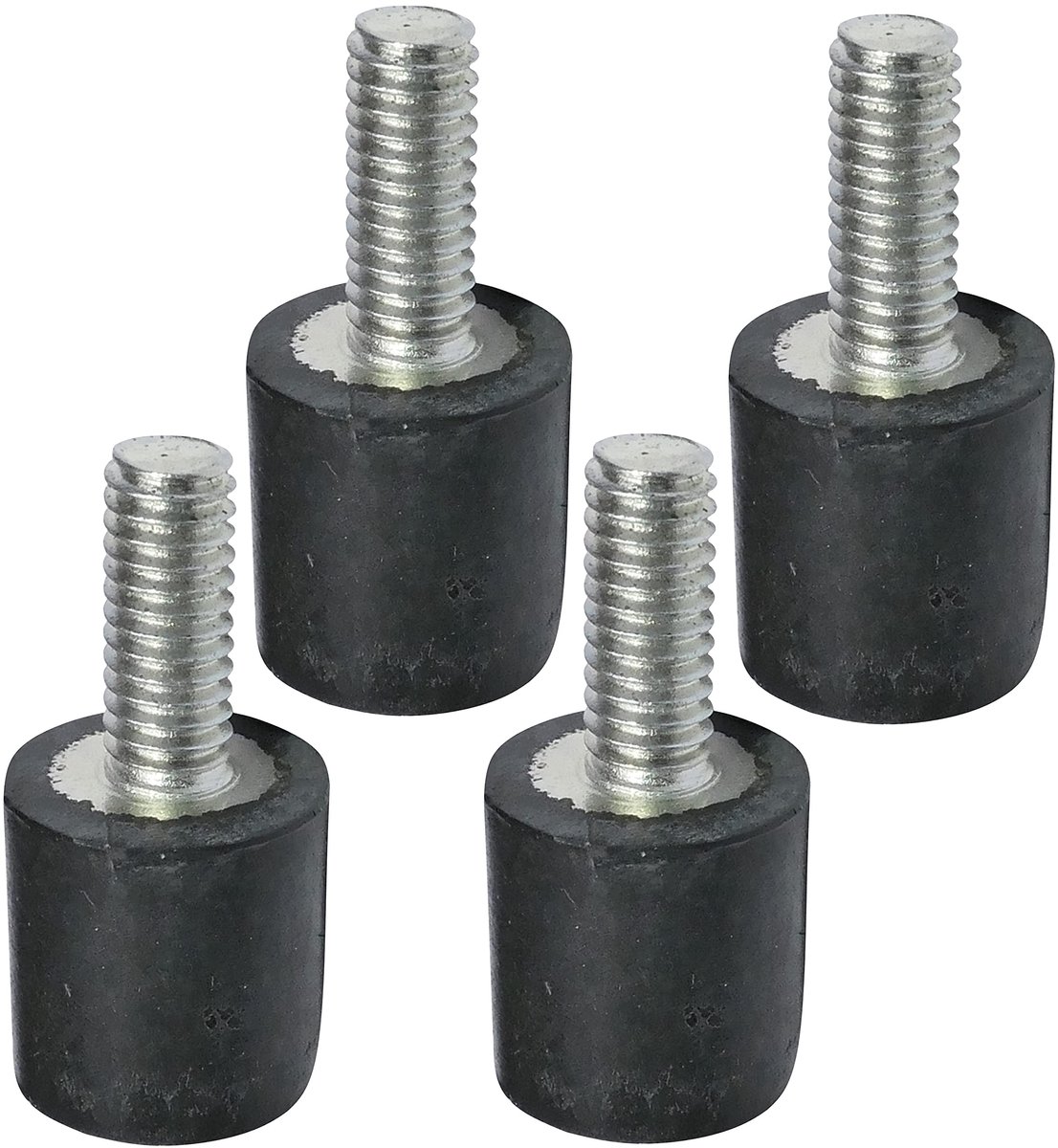 C48880 - Set van 4 - Antivibratievoetjes met ronde poten - M4 Draad - Ã˜ 10 mm H:10 mm - Rubberen en Stalen Constructie