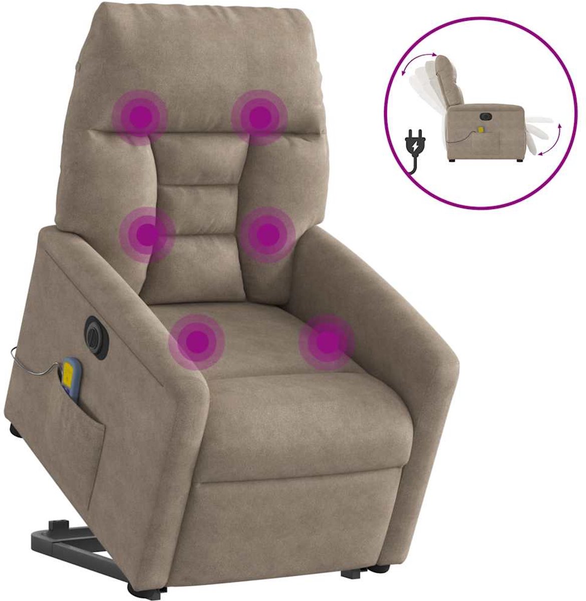 vidaXL Sta-op-massagestoel - elektrisch - verstelbaar - microvezelstof - taupe