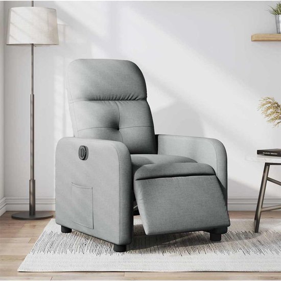 Fauteuil à réglage électrique en tissu gris clair