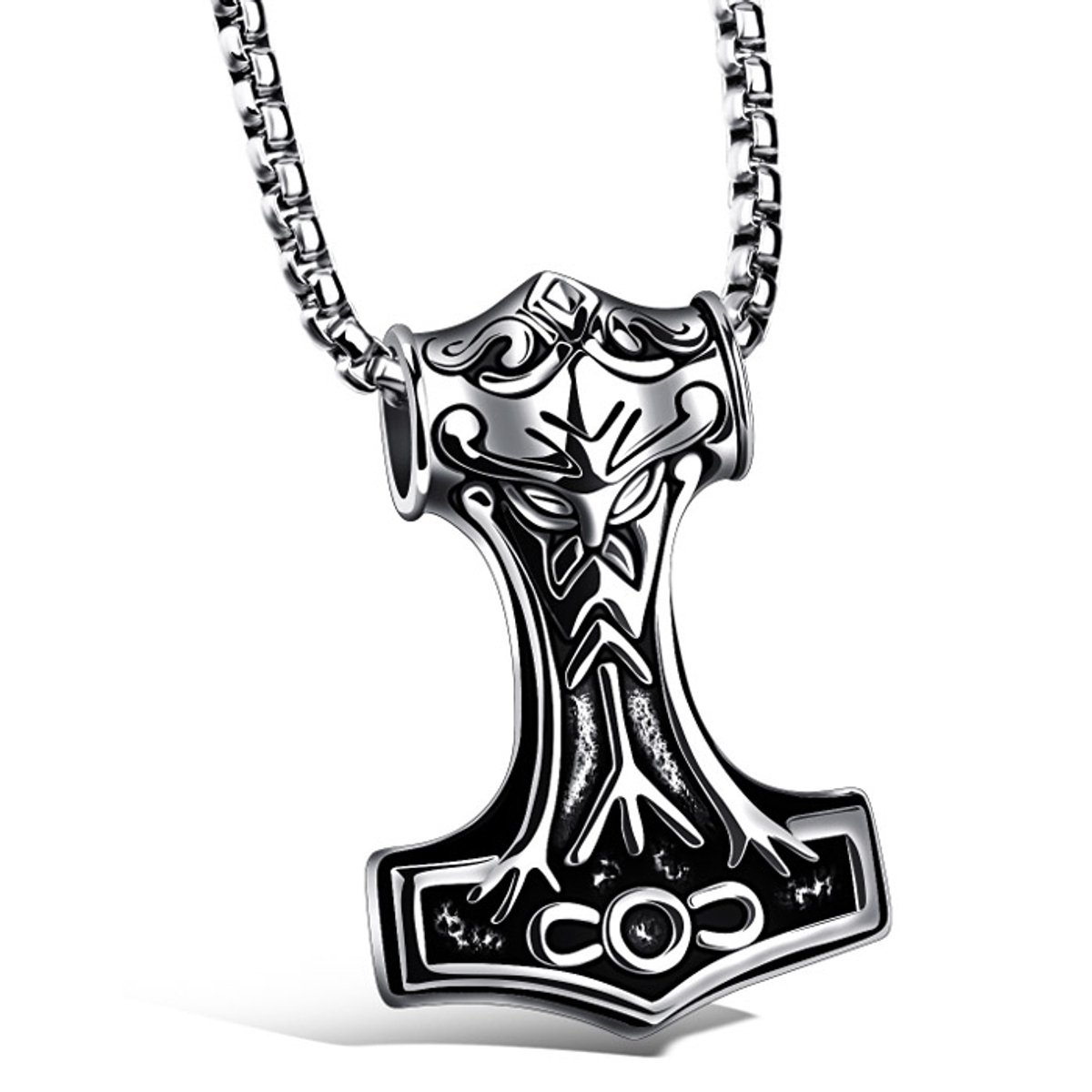 Heren ketting Viking Hammer Of thor kettinghanger Zilverkleurig