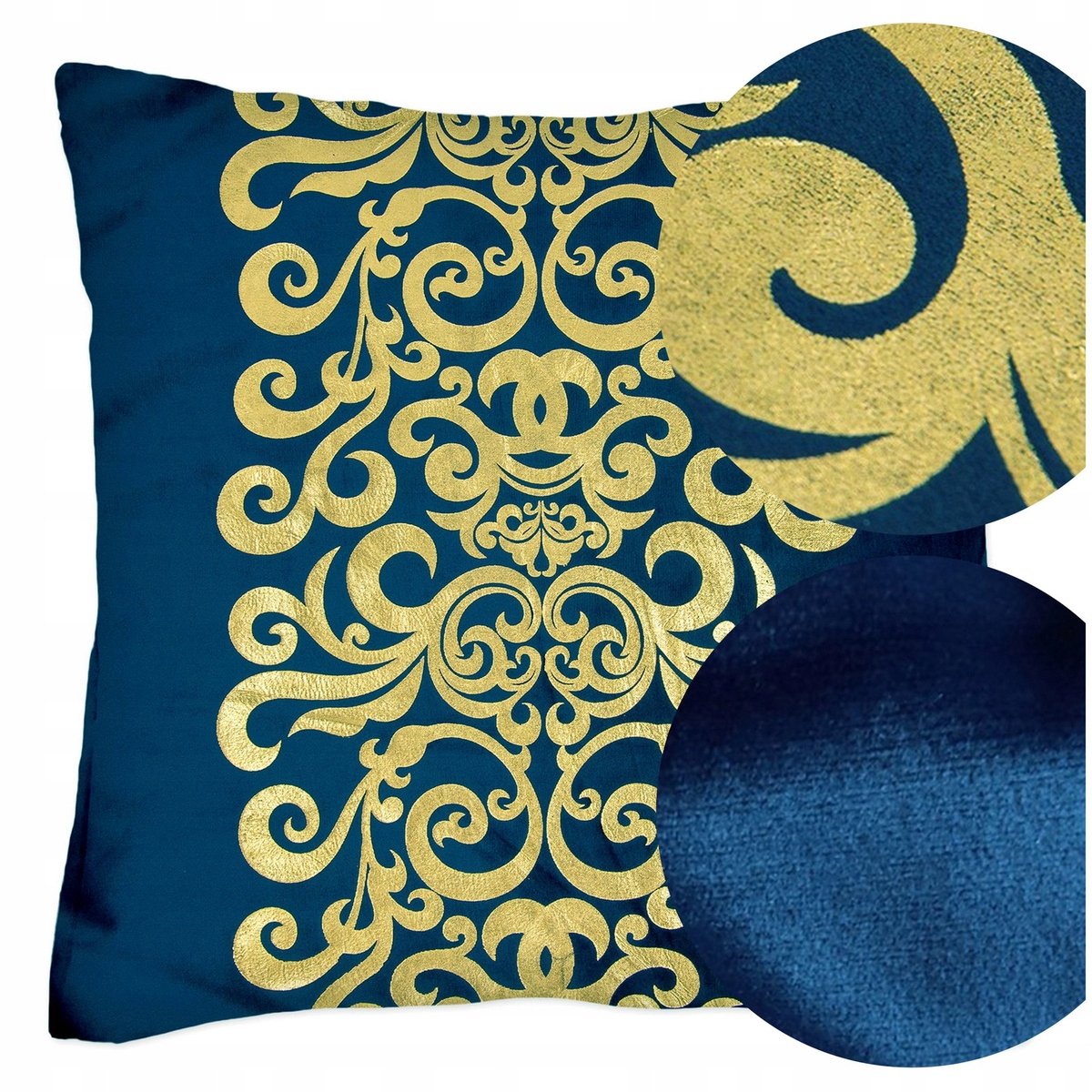 Paola Decoratieve Sierkussenhoes Fluweel 45x45 cm - Glamour Blauw met Goud