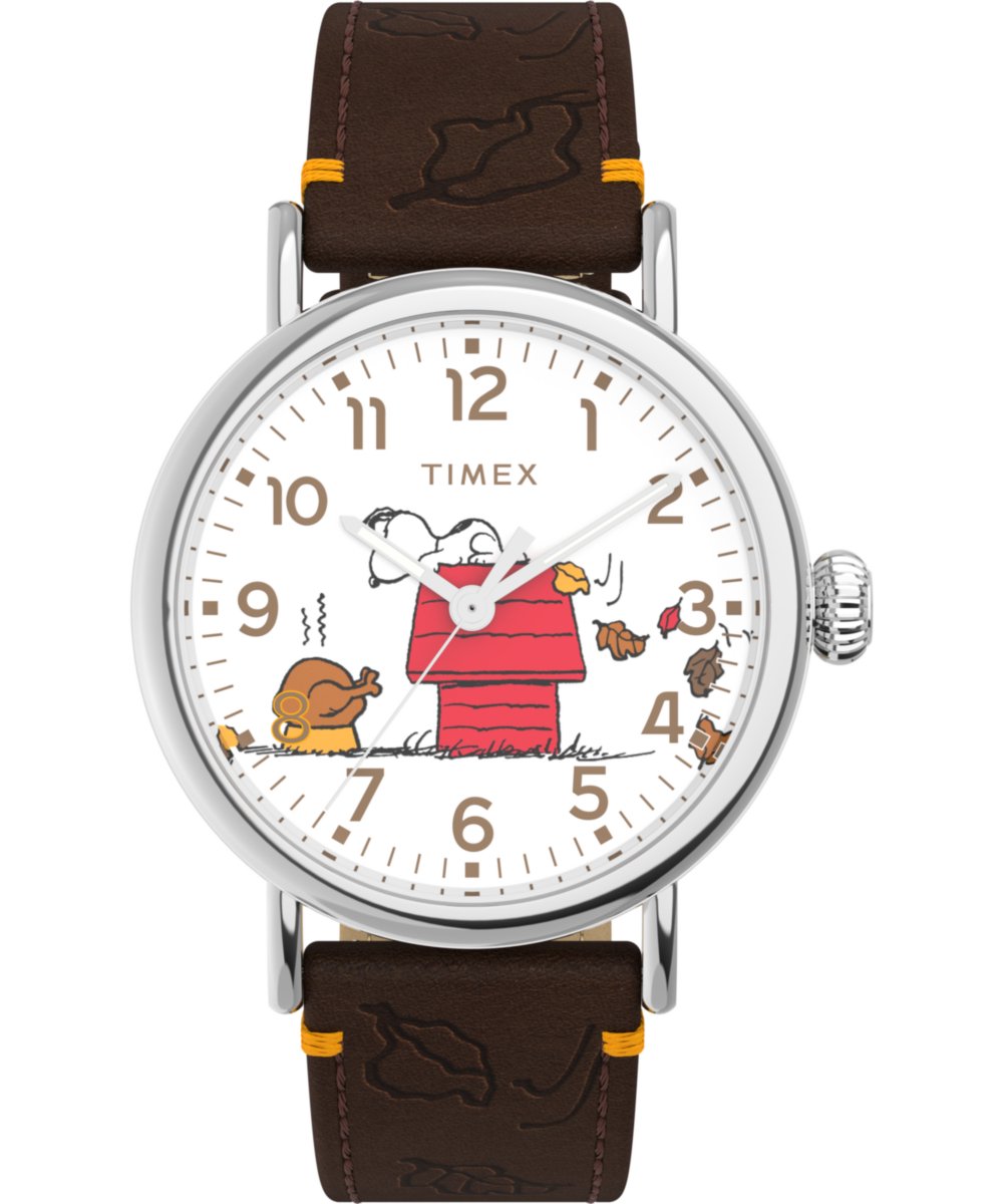 Timex Peanuts Waterbury TW2W44300 Horloge - Leer - Bruin - Ø 40 mm